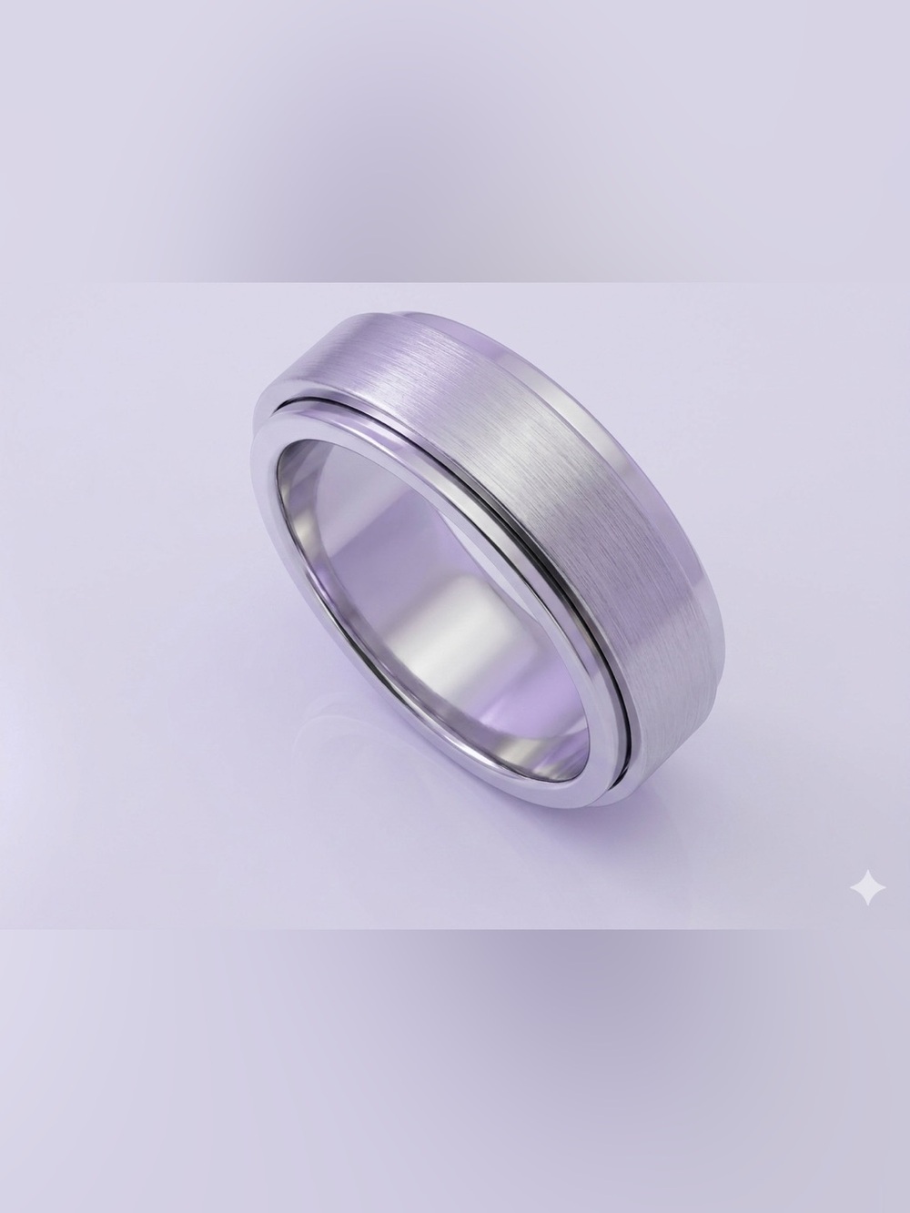 Brushed Silver Stainless Steel Men's Ring - Modern Textured Band
